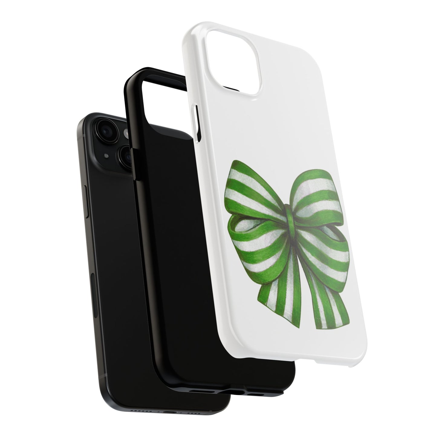 Green striped bow / Tough Phone Cases