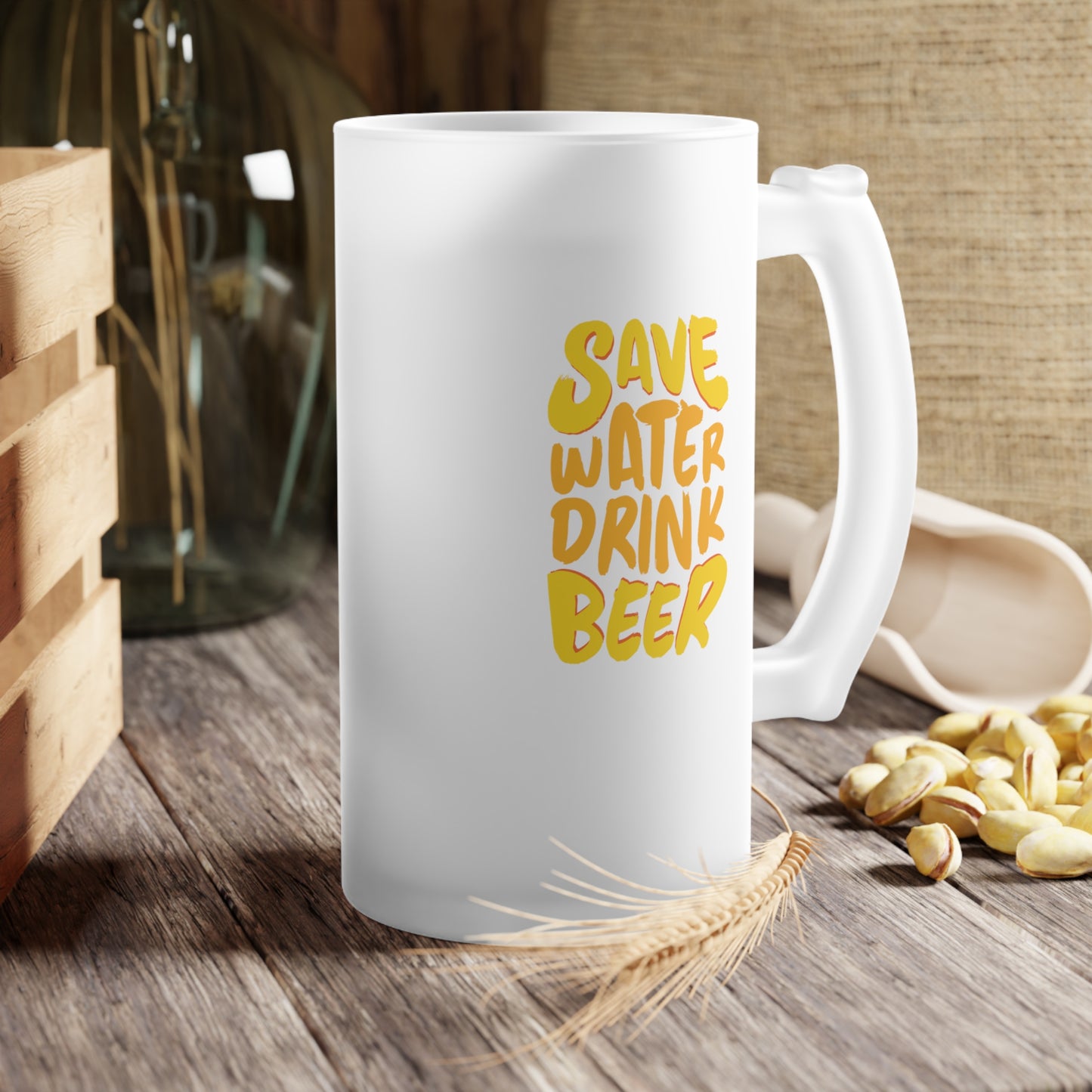 Save water Drink beer / Frosted Glass Beer Mug 16 oz