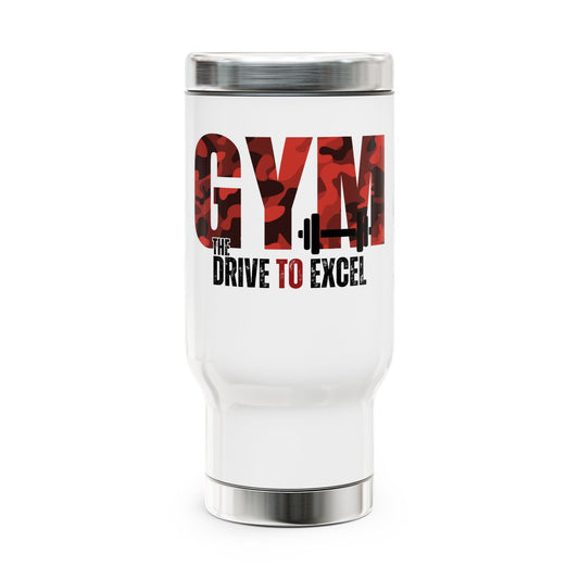 Gym / Drive to excel / Stainless Steel Travel Mug with Handle, 14oz
