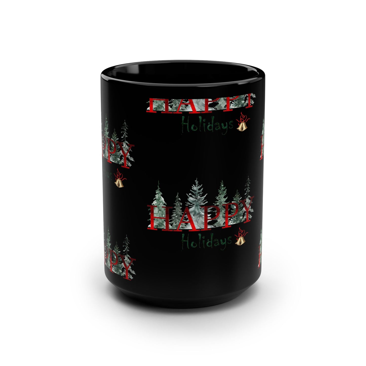 Happy Holidays / Black Mug, 15oz