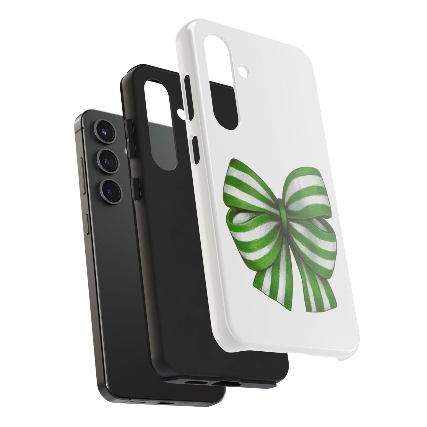 Green striped bow / Tough Phone Cases