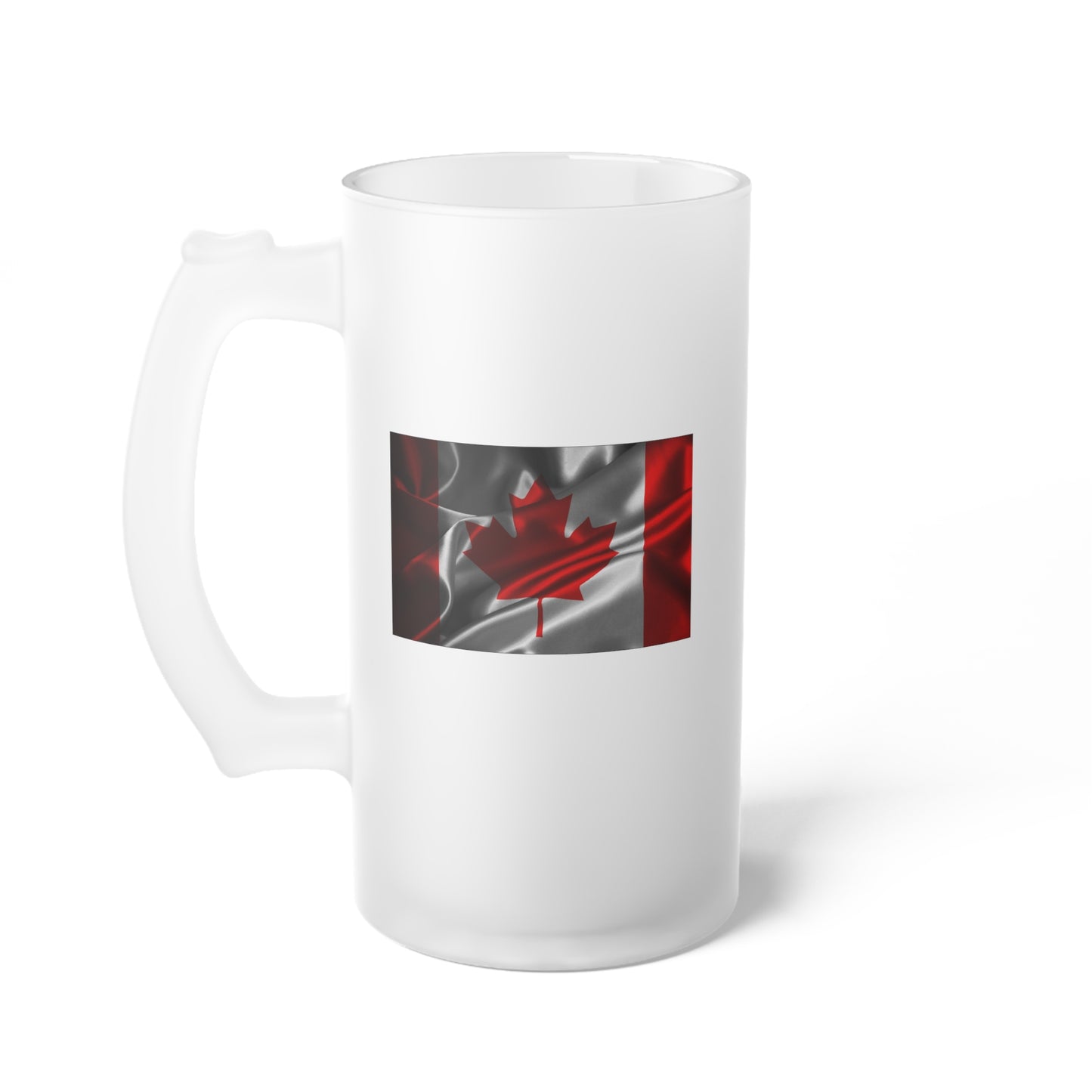 Canada Flag / Frosted Glass Beer Mug 16 oz