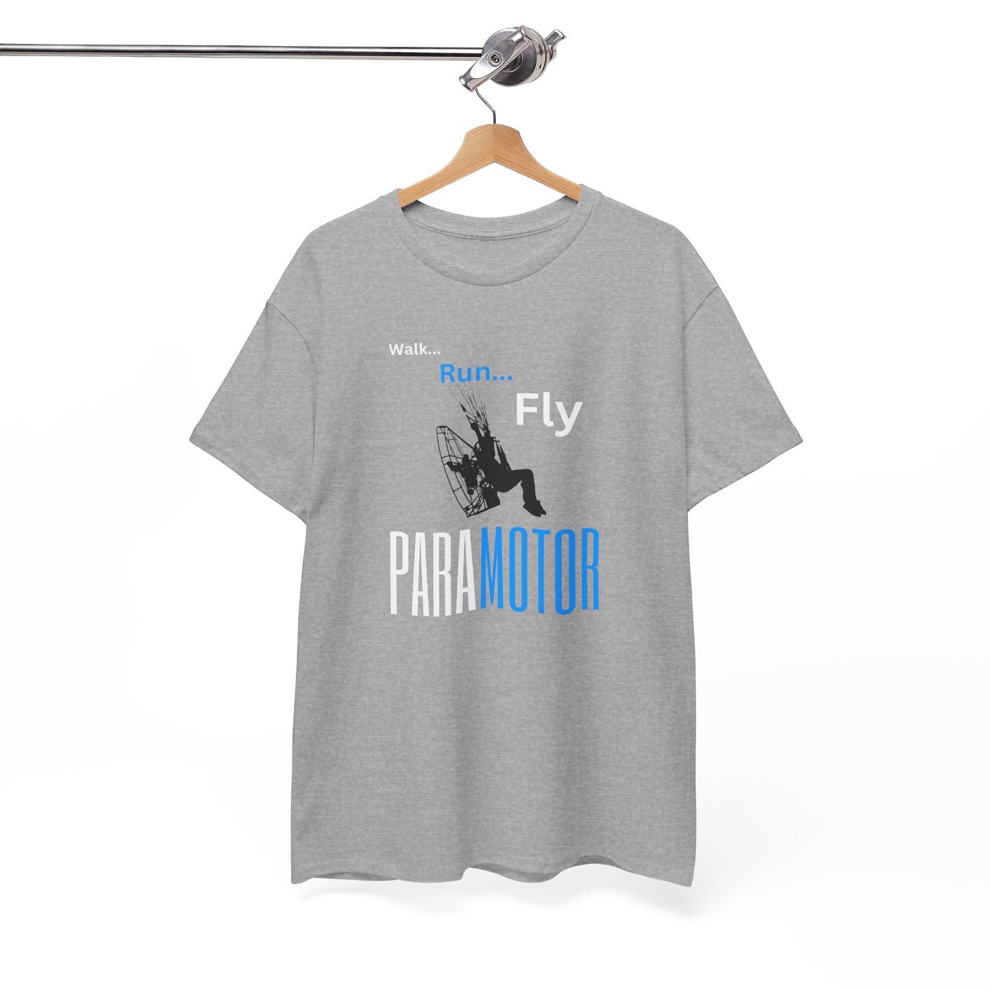 Walk, Run, Fly, Paramotor Unisex Heavy Cotton Tee