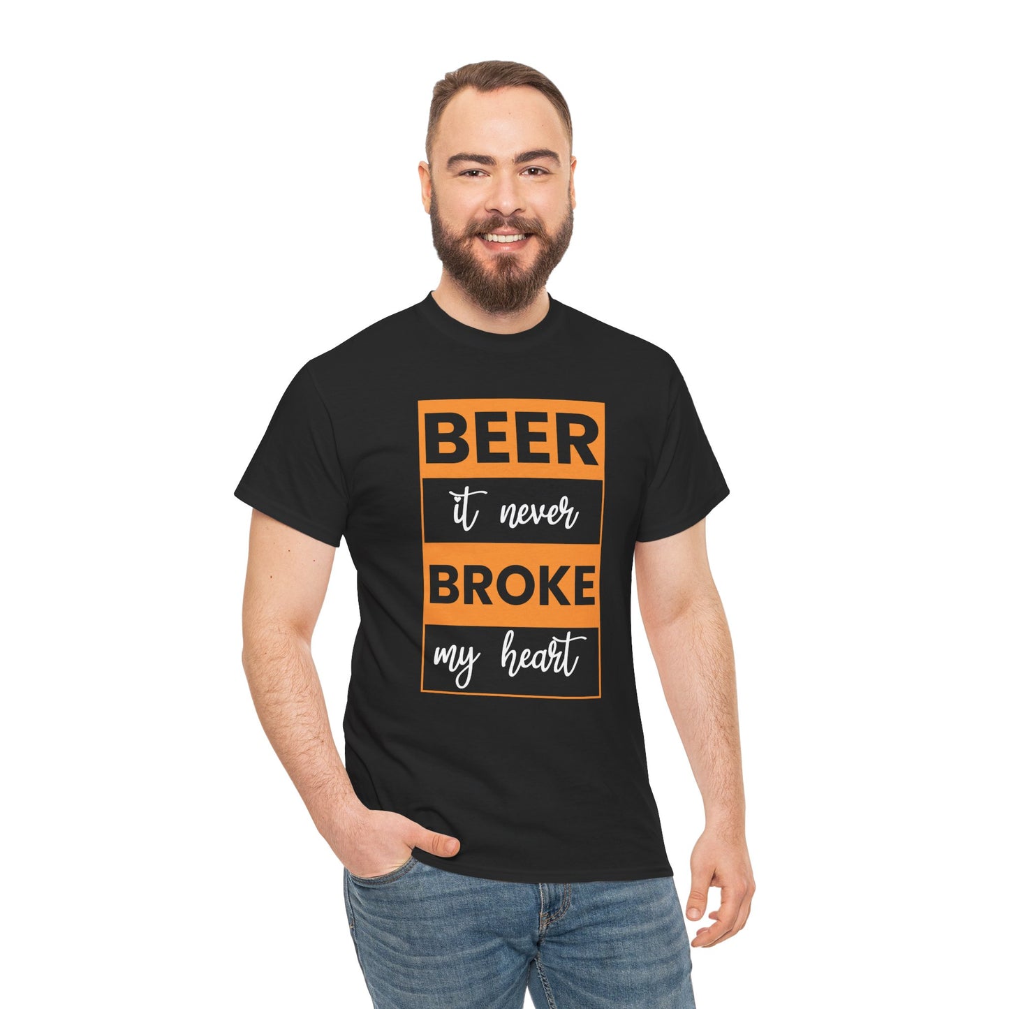 Beer never broke my heart Unisex Heavy Cotton Tee