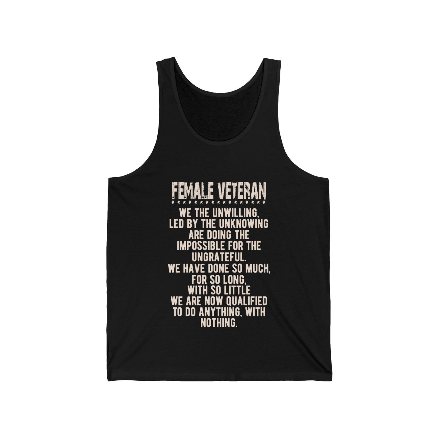 Female Veteran quote.. / Unisex Jersey Tank