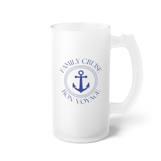 Family Cruise / Frosted Glass Beer Mug 16 oz