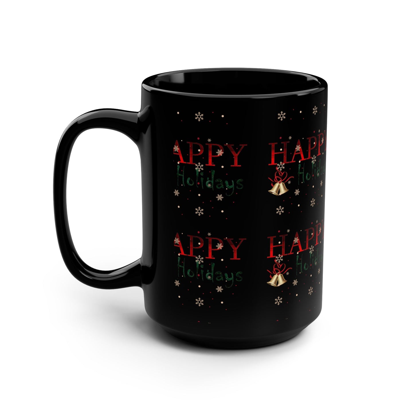 Happy Holidays / Black Mug, 15oz