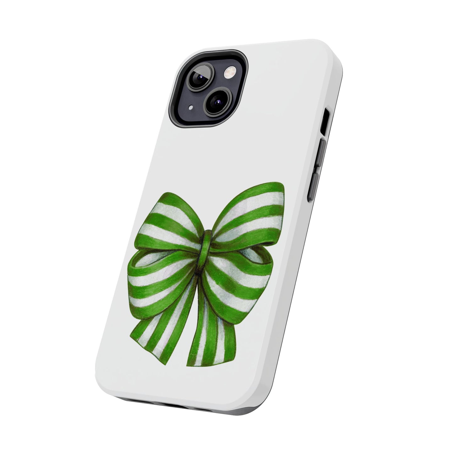 Green striped bow / Tough Phone Cases