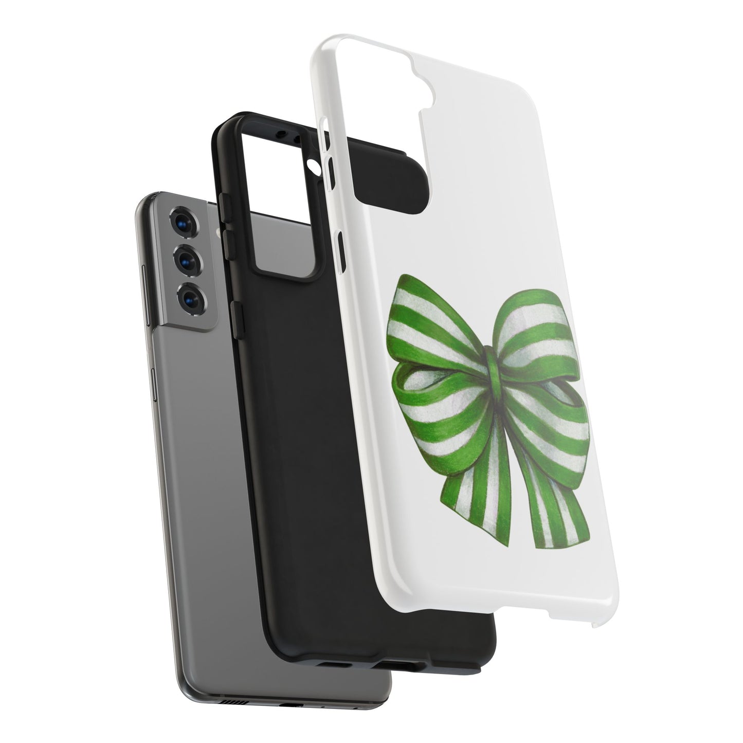 Green striped bow / Tough Phone Cases