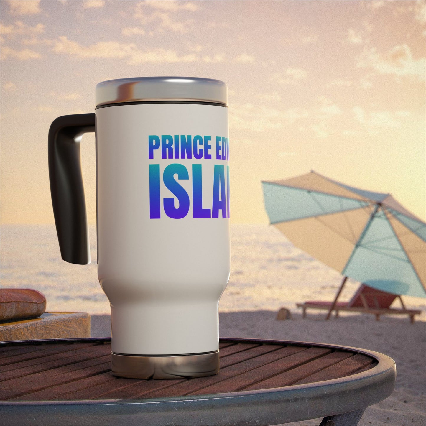 Prince Edward Island / Stainless Steel Travel Mug with Handle, 14oz