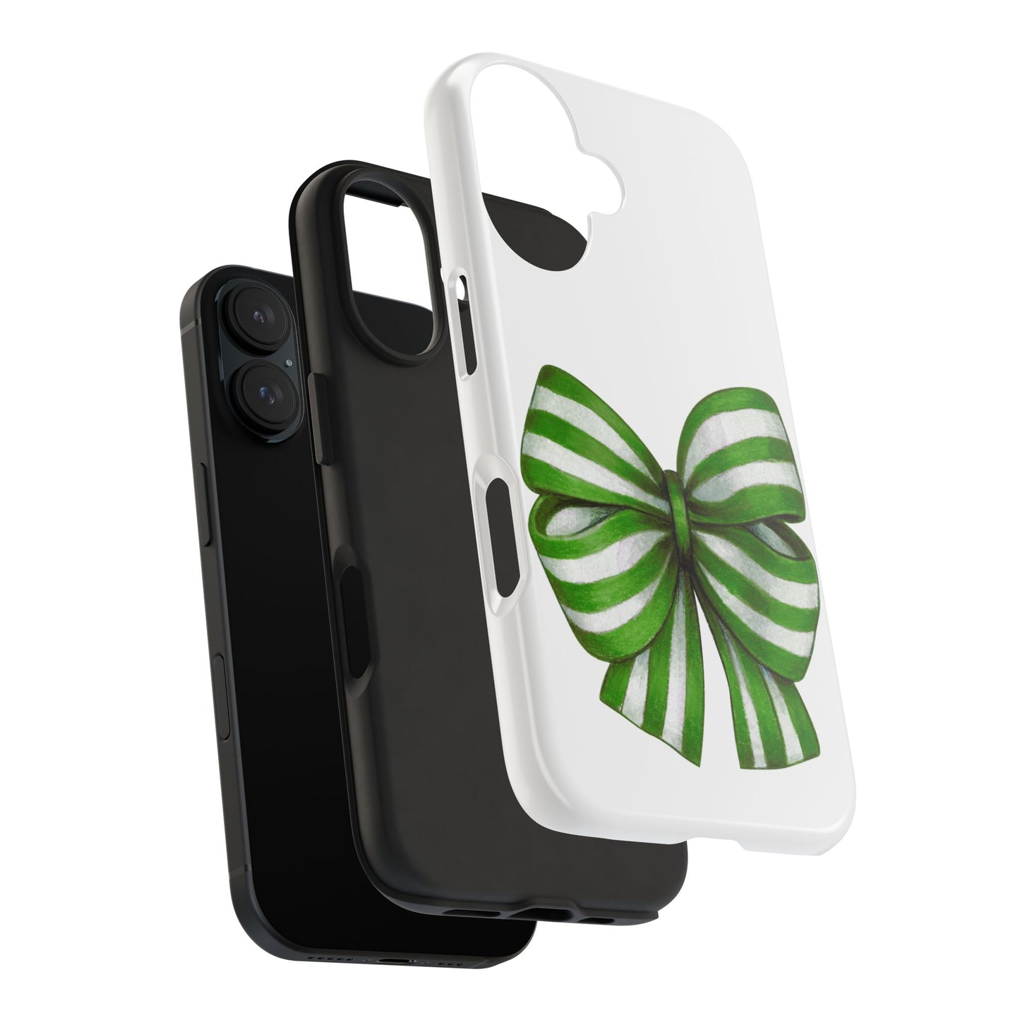 Green striped bow / Tough Phone Cases