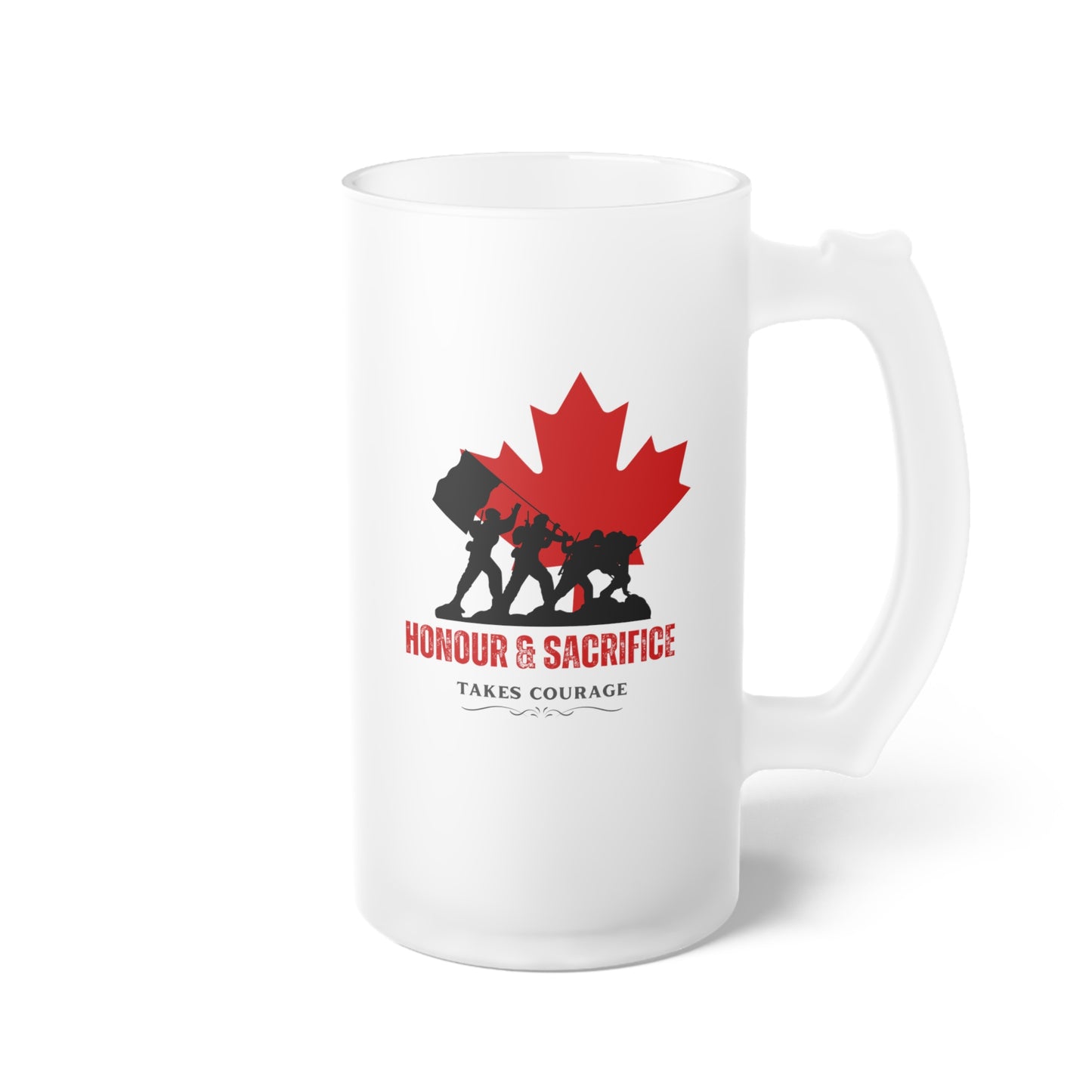 Honor and Sacrifice / Veterans / Frosted Glass Beer Mug 16 oz