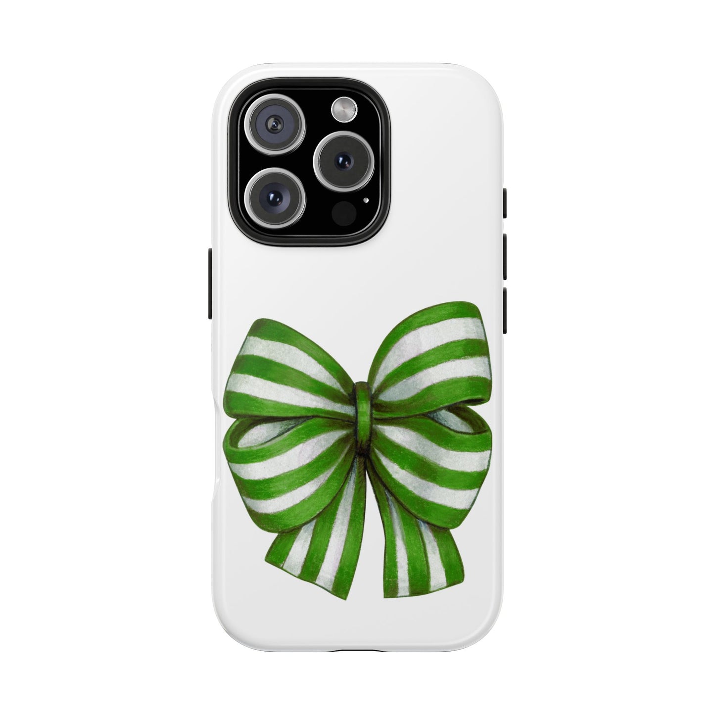 Green striped bow / Tough Phone Cases