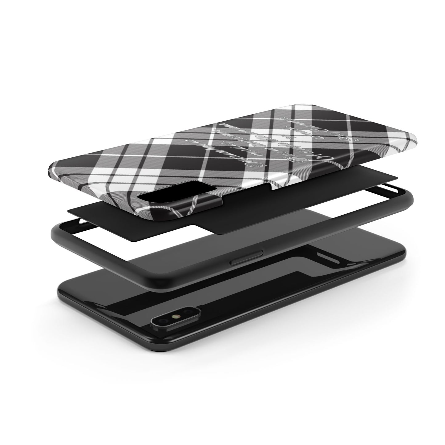 Black checkered plaid / Tough Phone Cases