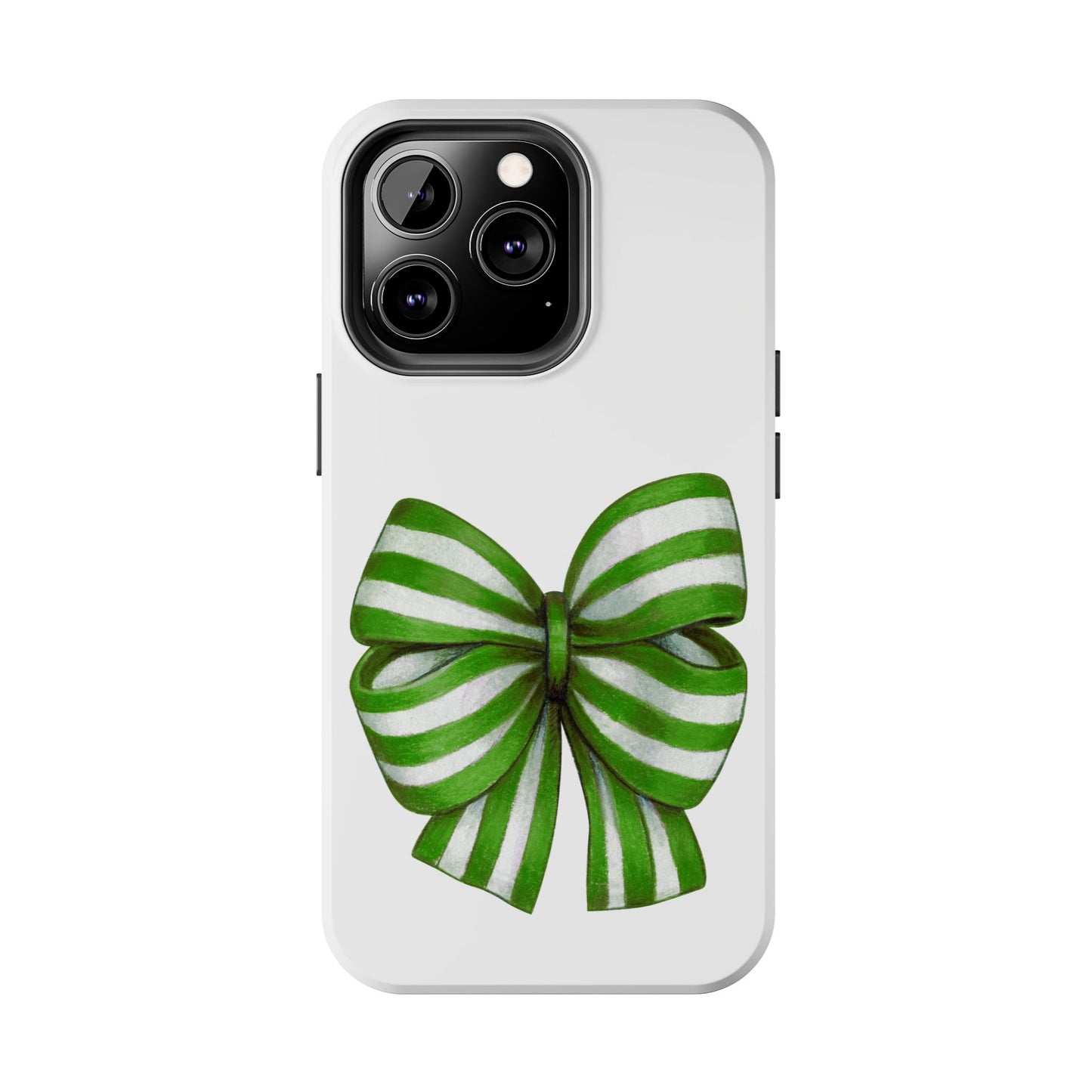 Green striped bow / Tough Phone Cases