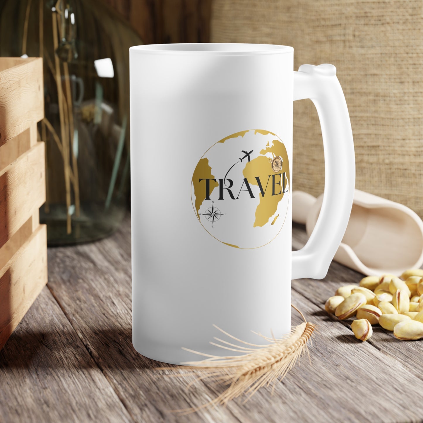 Travel / Frosted Glass Beer Mug 16 oz