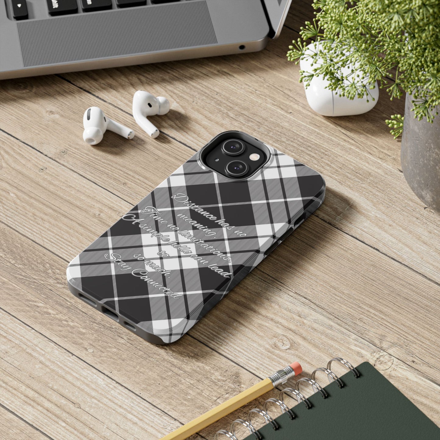 Black checkered plaid / Tough Phone Cases